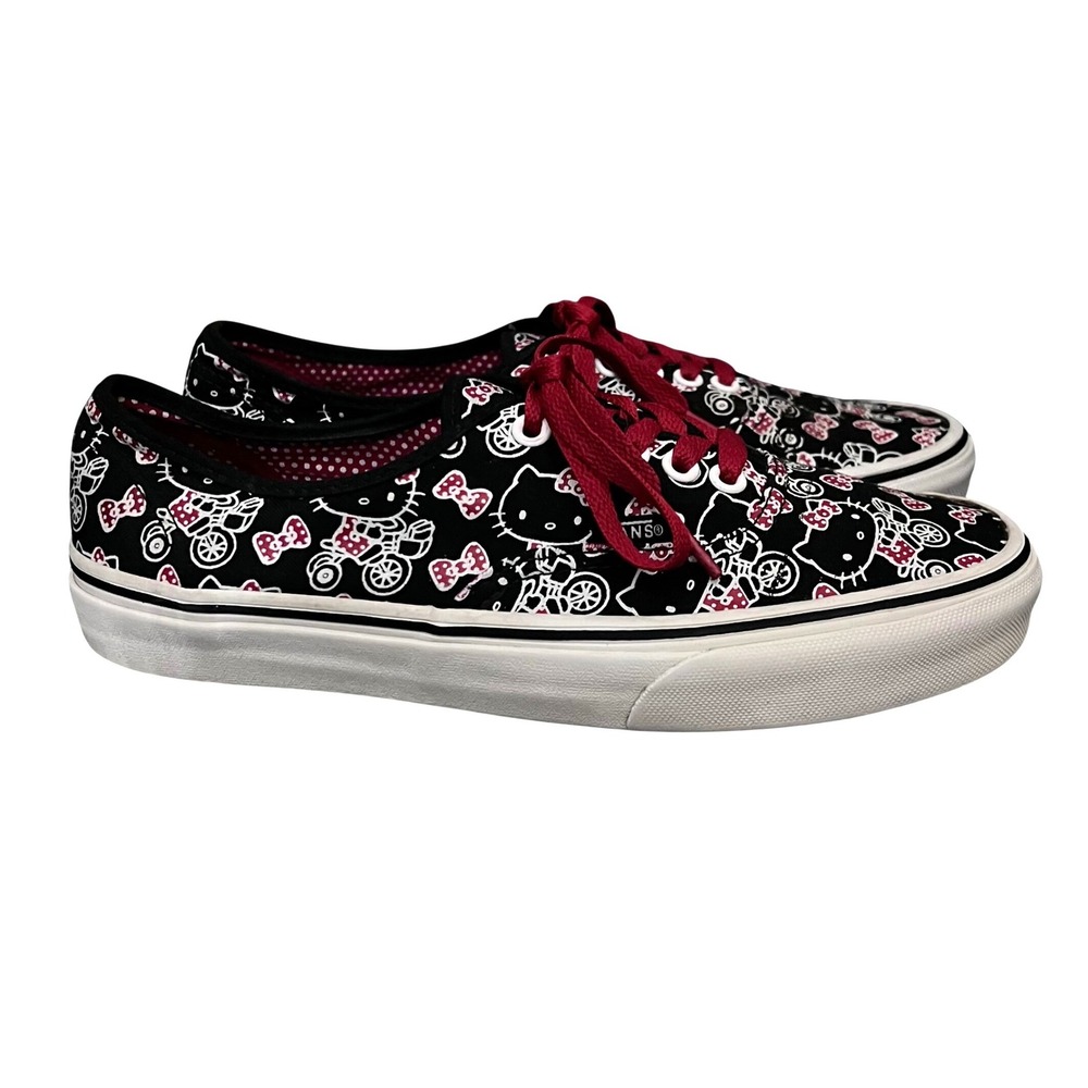 Vans Hello Kitty Authentic Sneakers Black Red Sanrio Low Top Canvas Skater Shoes